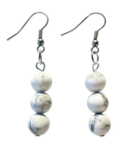 Magnesit weiß Edelstein Ohrringe Ohrhänger 925er Echtsilber oder Chirurgenstahl