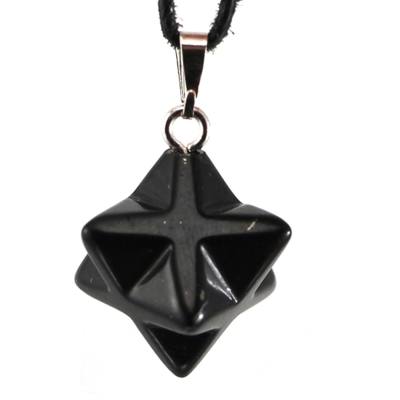 Schungit schwarz Merkaba Sterntetraeder Silber Anhänger