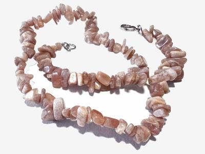 Mondstein braun Splitterkette Halskette 45cm