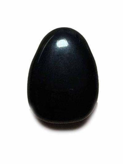 Obsidian schwarz Edelstein Trommelstein Ketten Anhänger quer gebohrt