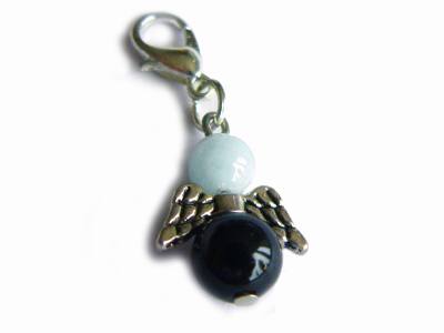 Obsidian Aquamarin Schutzengel Edelstein Charm Anhänger