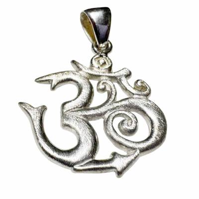 OM Zeichen Symbol Echtsilber Kettenanhänger matt 25 mm