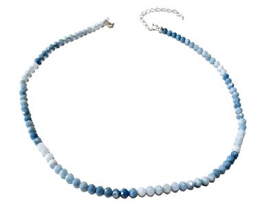 Opal Owyhee Edelsteinkette hellblau facettiert Halskette Kette Farbverlauf Verlängerung