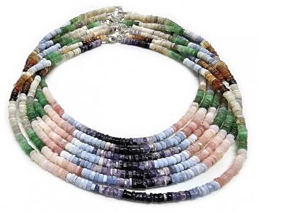 Opal Multi Edelsteinkette Scheiben Halskette mehrfarbig