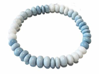 Opalith echt hellblau natürlich aus Oregon Elastik Edelstein Button Armband Längenwahl