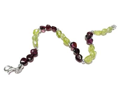 STEINBOCK: Granat Peridot Olivin Echtsilber Sternzeichen Edelstein Armband