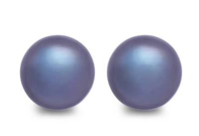Süßwasserperle stahlblau Ohrstecker Silber rhodoniert