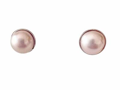 Perle rose flieder Ohrstecker Ohrringe 7mm flieder Silberfassung