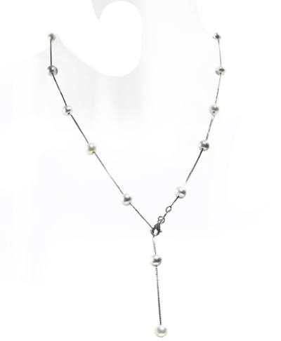 Perlenkette weiß Silberkette Halskette Silber poliert 43-50 cm