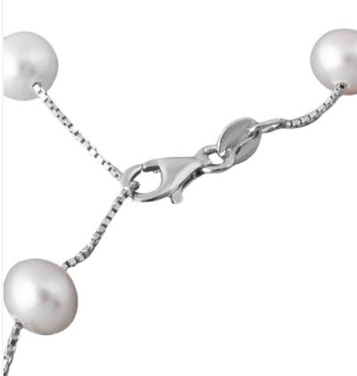 Perlenkette weiß Silberkette Halskette Silber poliert 43-50 cm