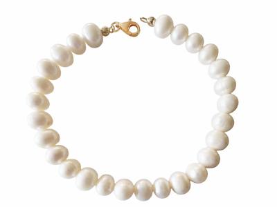Perlen Zuchtperlen Armband weiß Echtsilber Verschluss vergoldet RESTPOSTEN