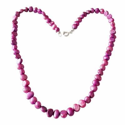 Süßwasserperlenkette Zuchtperlen Perlenkette pink Reiskorn Halskette Kette Collier Längenwahl
