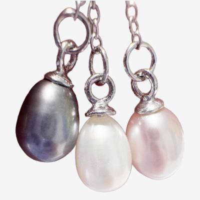 Perlen Zuchtperlen Ohrringe Ohrhänger 925er Echtsilber blau weiß Trosa Tropfen