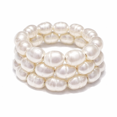 Süßwasserperlen Ring elastisch Perlenring Fingerring weiß alle Größen