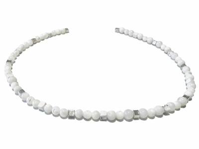 Perlmutt Howlith Echtsilber Halskette weiß mit Längenwahl