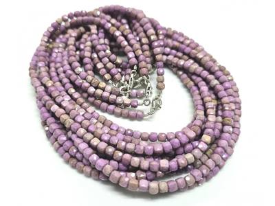 Phosphosiderit Edelstein Würfel Halskette Collier flieder lila