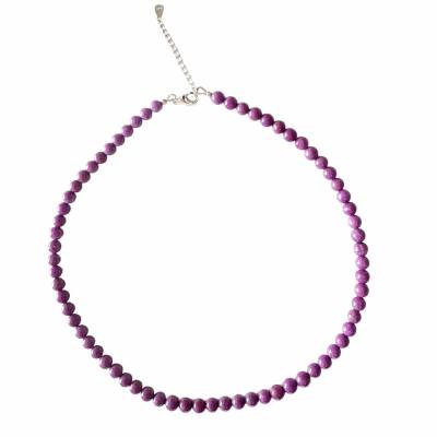Phosphosiderit Edelstein Halskette Collier flieder rhodoniert Verlängerungskettchen