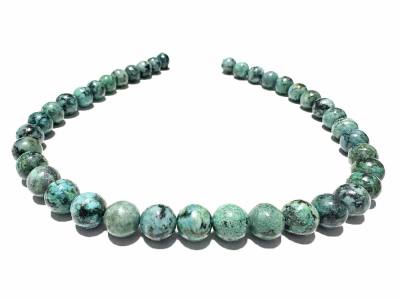 Prasem afrikanischer Türkis blaugrün Edelstein Kugelkette Halskette Collier Größenwahl