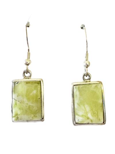 Prehnit hellgrün Designer Edelstein Ohrringe Ohrhänger 925 Sterlingsilber