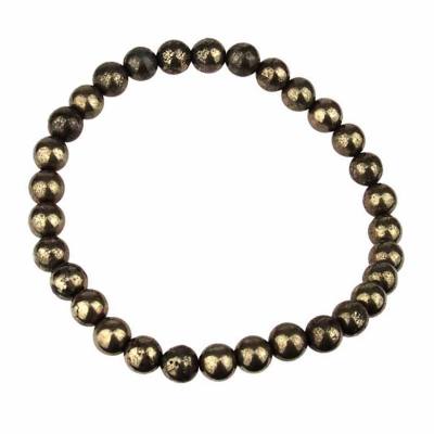 Pyrit Edelstein Stretch Kugel Armband 18-20cm