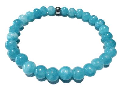Quarz blau (gefärbt) Edelstein  Kugel Armband Längenwahl