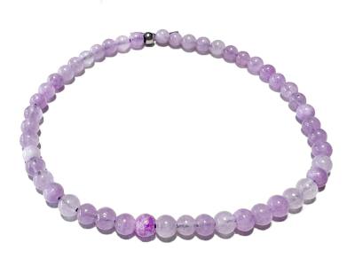 Quarz flieder lila (gefärbt) Edelstein  Kugel Armband Längenwahl