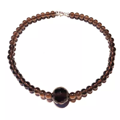 Rauchquarz Edelstein Kette mit großer Rauchquarzkugel braun