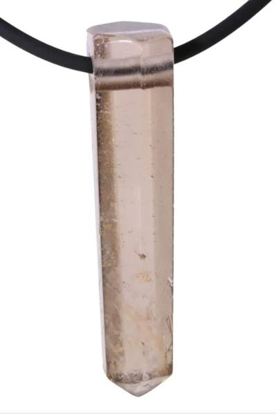 Rauchquarz Edelstein Kristall Spitze gebohrt grau braun