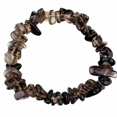 Rauchquarz dunkelbraun Edelstein Nugget Splitter Stretch Armband