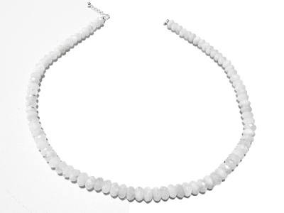 Regenbogenmondstein Edelstein Heilstein weiß Button Halskette Collier Kette
