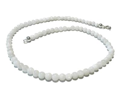 Regenbogenmondstein Edelstein Kugelkette Halskette Collier Kette weiß
