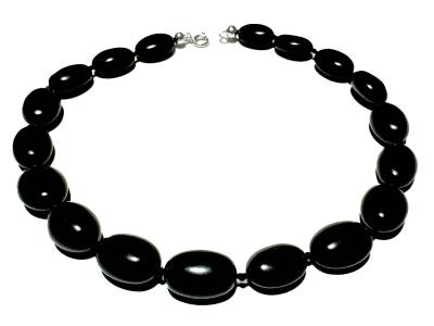 Regenbogenobsidian Obsidian schwarz Edelstein Halskette oval 45 cm