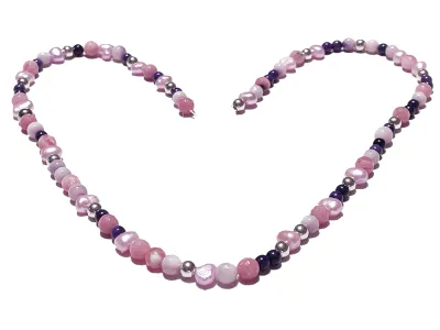 Rhodochrosit Perle Jaspis Silber Edelsteinkette Halskette Collier rosa violett