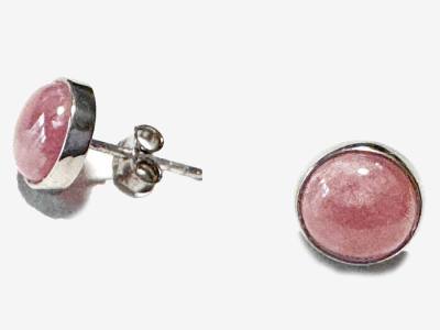 Rhodochrosit altrosa Edelstein  Heilstein Silber Ohrstecker 8 mm