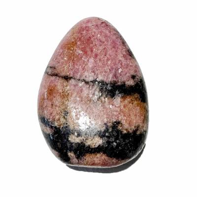 Rhodonit Cabochon dunkelrosa Edelstein Ketten Anhänger quer gebohrt 4 cm