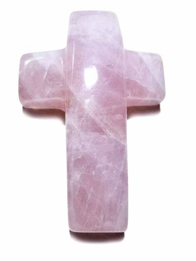 Rosenquarz rosa Kreuz gewölbt Kettenanhänger Edelstein Anhänger gebohrt