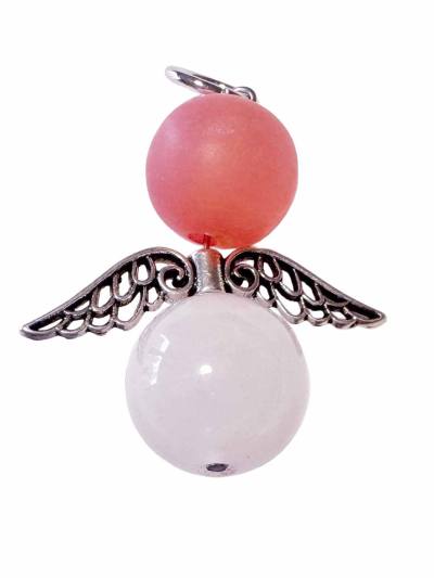 Schutzengel Edelstein Ketten Anhänger Rosenquarz Achat magenta