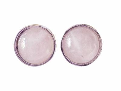 Rosenquarz Cabochon Edelstein Ohrstecker Ohrringe 925 Silberfassung