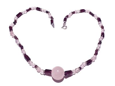 Granat Rosenquarz Edelsteinkette Halskette Collier rot rosa Längenwahl