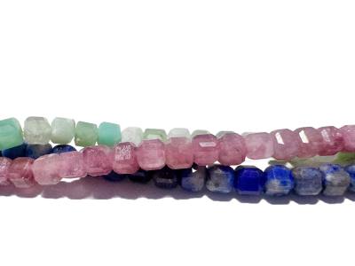 Turmalin rosé Rubellit Chrysopras grün Lapislazili blau Edelstein Collier Mehrstrang Kette Echtsilber