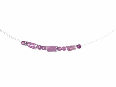 Turmalin rot rosé Rubellit Edelstein Collier Edelstahl Drahtkette Kette Echtsilber rhodoniert