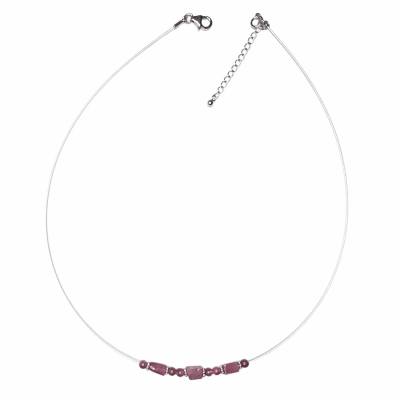 Turmalin rot rosé Rubellit Edelstein Collier Edelstahl Drahtkette Kette Echtsilber rhodoniert