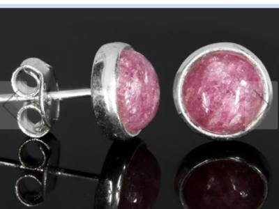 Rubellit Turmalin rose facettiert Edelstein Ohrringe Ohrstecker 925er Echtsilber