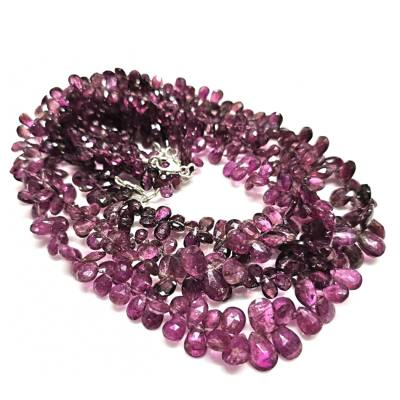 Turmalin Rubbelit pink Edelstein Tropfen Kette Halskette Steinkette