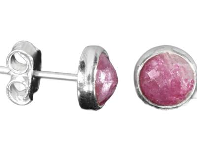 Rubellit Turmalin rose facettiert Edelstein Ohrringe Ohrstecker 925er Echtsilber