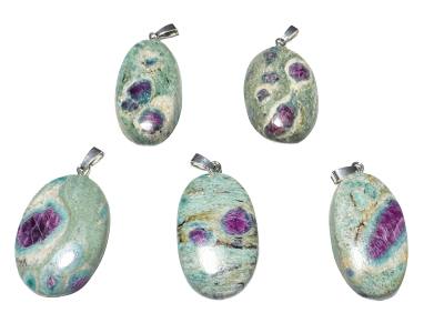 Rubin-Fuchsit Edelstein Cabochon oval Ketten Silber Anhänger