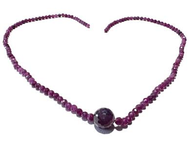 Rubin rot facettiert Edelstein Kugel Kette 925 Echtsilber Längenwahl