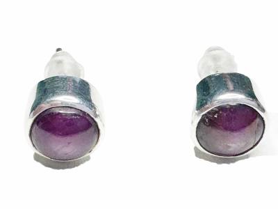 Rubin rot Edelstein Ohrstecker Ohrringe 925er Silber Cabochon 7 mm