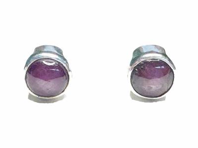 Rubin rot Edelstein Ohrstecker Ohrringe 925er Silber Cabochon 7 mm