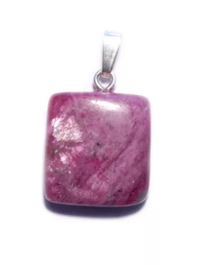 Rubin Cabochon Edelstein Silber Anhänger viereckig rot